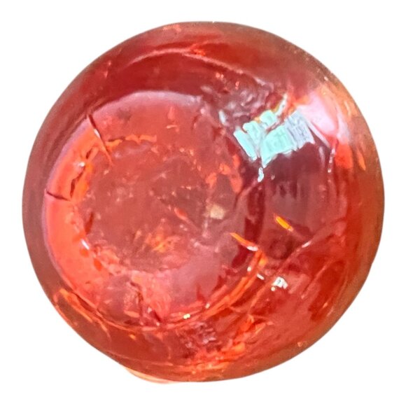 Vintage Crackled Red Art Glass Small Pitcher With Clear Handle And Rim 3.5" Tall - Picture 6 of 6